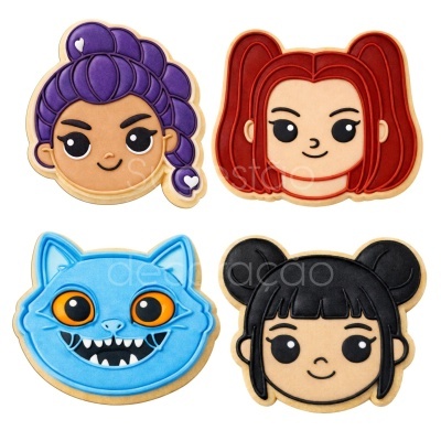 Conj. Cortadores c/ Carimbo Guerreiras K-POP Demon Hunters