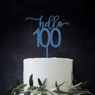 Topo Bolo Hello 100 Acrilico Glitter