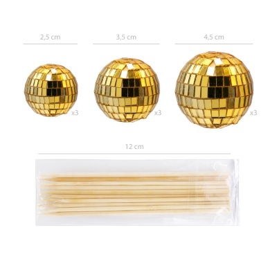 Toppers Bolas Espelhos Dourado