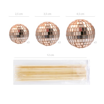 Toppers Bolas Espelhos Rosegold