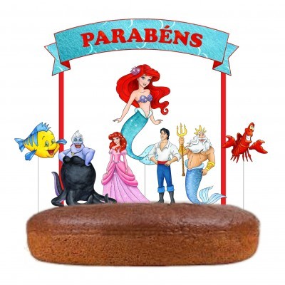 Topo Bolo Pequena Sereia Ariel