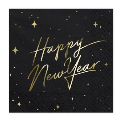 Guardanapos Happy New Year Pretos