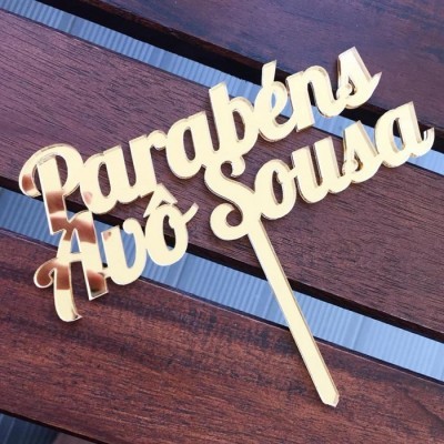 Topo Bolo Acrilico Letra 4