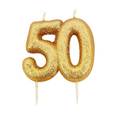 Vela Número 50 Glitter Dourado