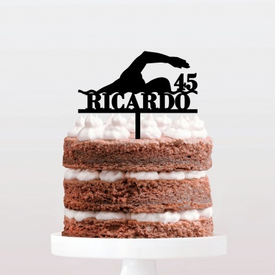 Topo Bolo Natação Homem Nome e Idade