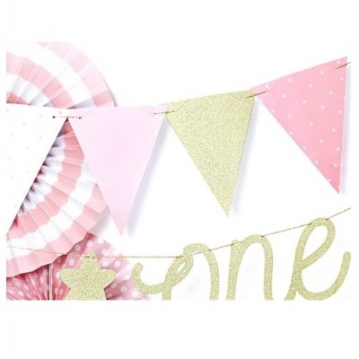 Bandeirolas Rosa e Dourado