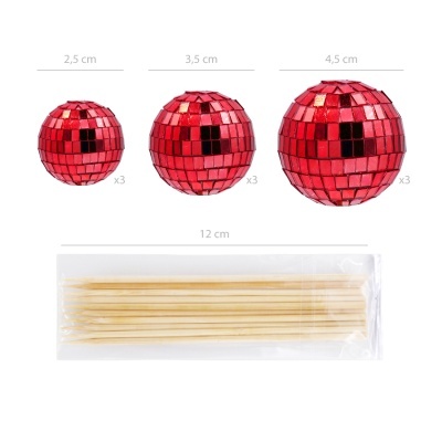 Toppers Bolas Espelhos Vermelho