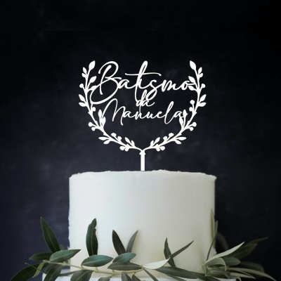 Topo Bolo Batismo Acrílico