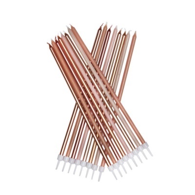 Conj. Velas Altas Rosa, Dourado e Creme