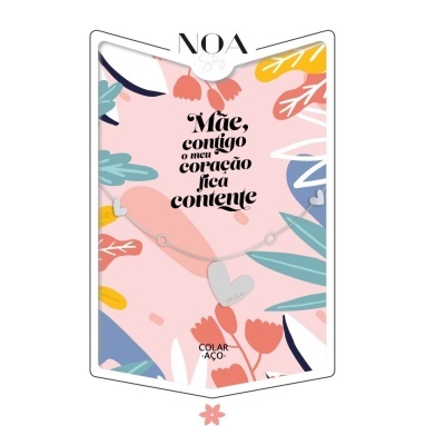 Colar em Aço Prateado “Mãe, contigo o meu coração fica contente”