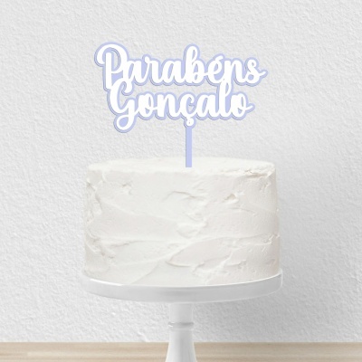 Topo Bolo Acrilico Duplo Branco e Cor Pastel