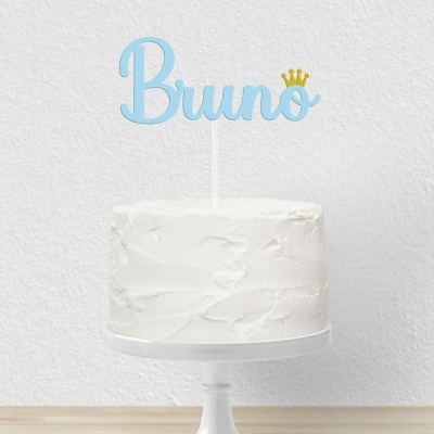 Topo Bolo Nome Coroa Dourada