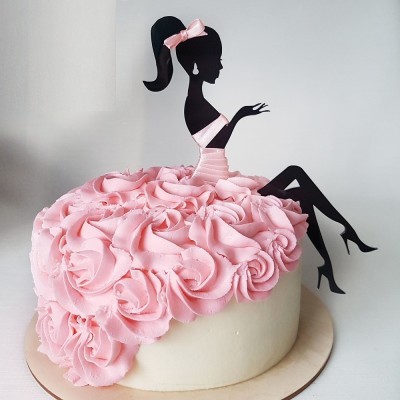 Topo Bolo Acrílico Silhueta Boneca