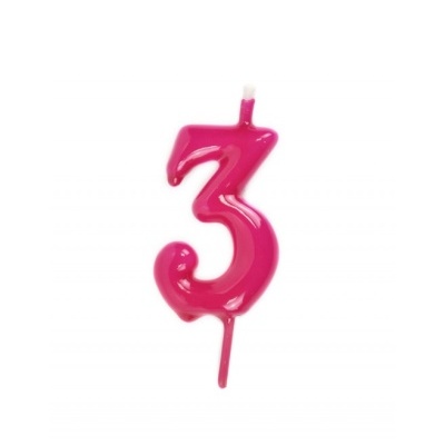 Vela Número Artesanal Rosa Forte