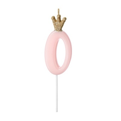 Vela Número Rosa Coroa Dourada