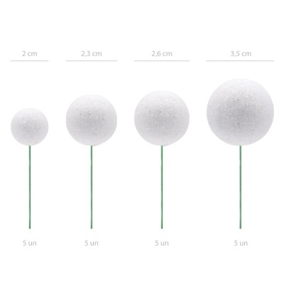 Toppers Bolas Glitter Branco - conj.20