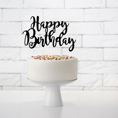 Topo Bolo Happy Birthday Preto