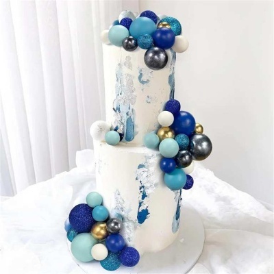 Toppers Bolas Azul e Prata - conj.20