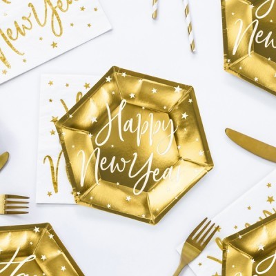 Pratos Happy New Year Dourado