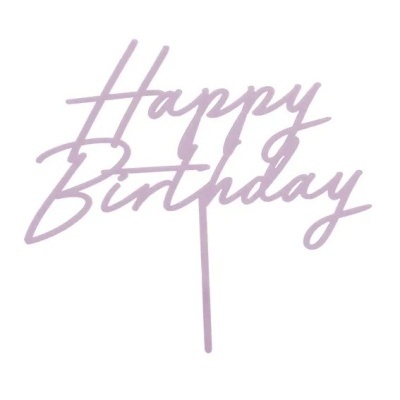 Topo Happy Birthday Lilás Acrílico