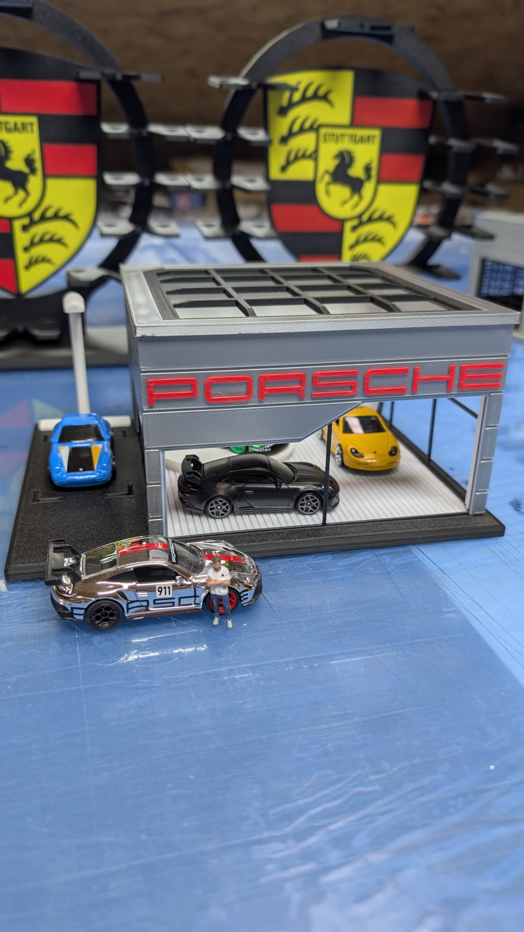 Diorama Stand expositor Porsche miniaturas 1/64