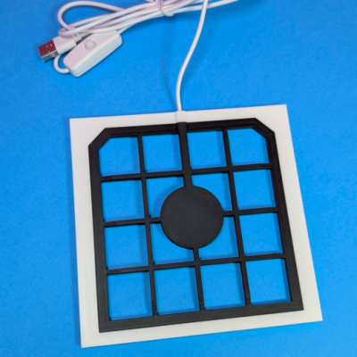 Carregador sem fios quadrado preto e branco com cabo USB branco