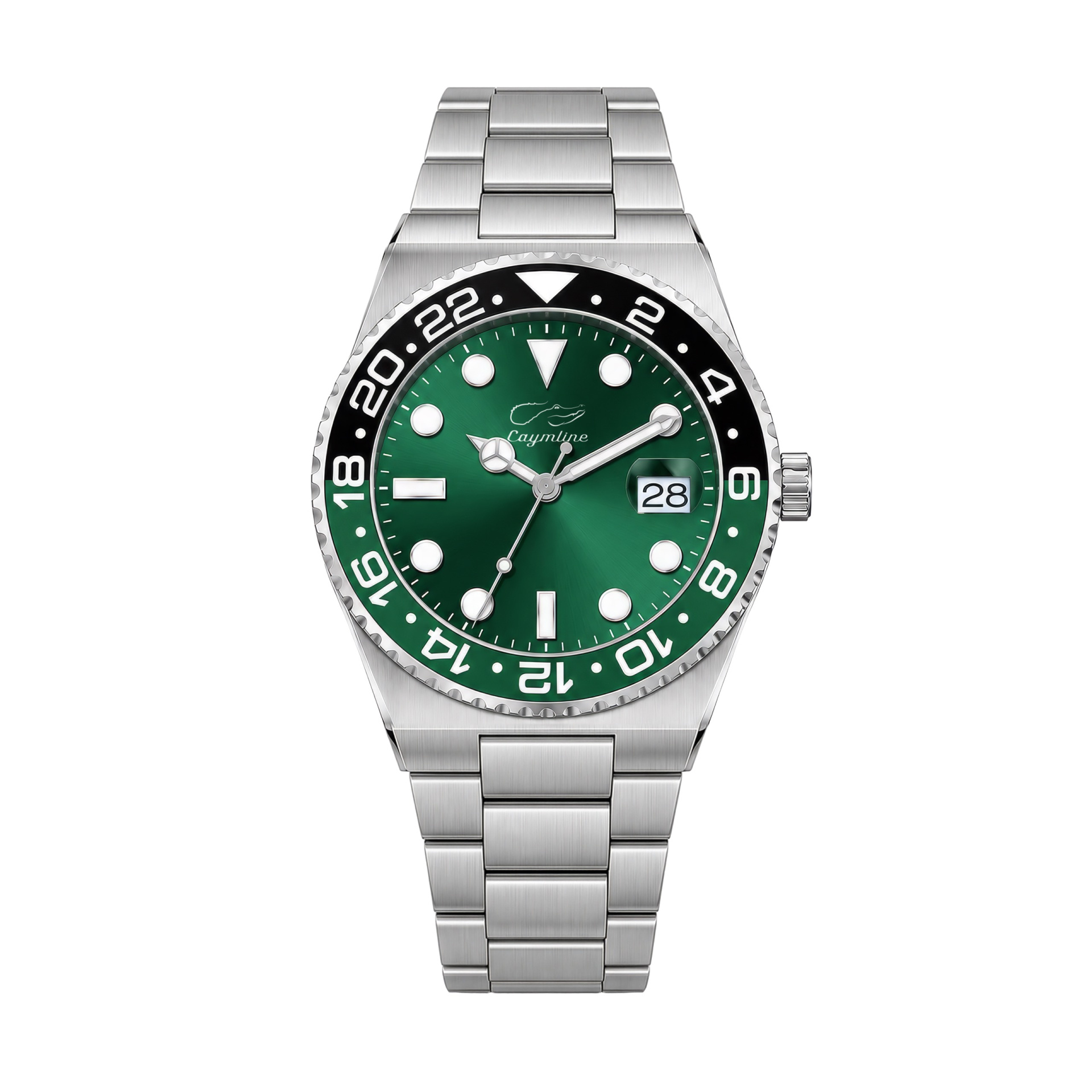 Relógio Caymline Forest Relógio Caymline com mostrador verde e bracelete de aço inoxidável