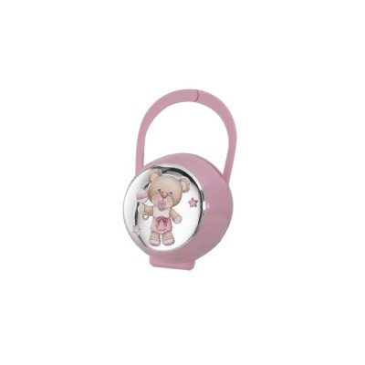 Cadeado rosa com asa e imagem de ursinho no centro