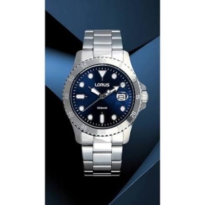Relógio Lorus com bracelete metálica e mostrador azul escuro