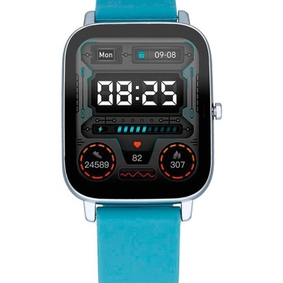 Relógio inteligente com ecrã digital e bracelete azul