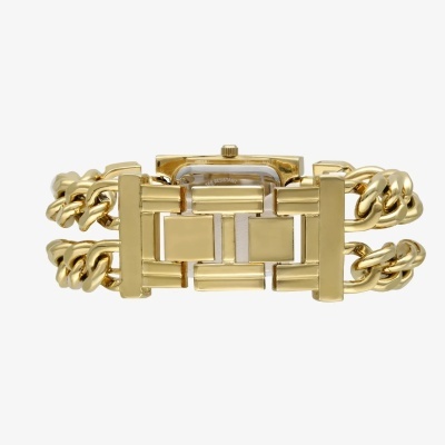 Relógio de pulso dourado com bracelete dupla