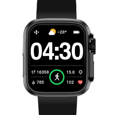 Relógio inteligente preto com ecrã digital a cores