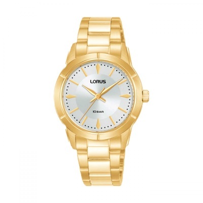 Relógio de pulso dourado LORUS com mostrador prateado