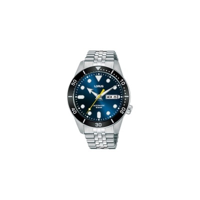 Relógio de pulso Lorus azul e prateado com dia e data