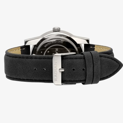 Relógio com pulseira preta e fivela prateada RADIANT, vista traseira