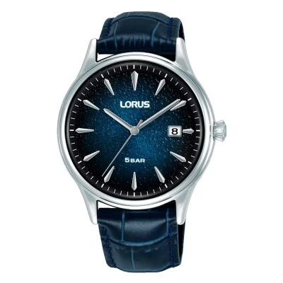 Relógio de pulso LORUS azul com bracelete em pele e caixa metálica
