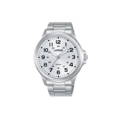 Relógio Lorus com bracelete metálica prateada e mostrador redondo prateado