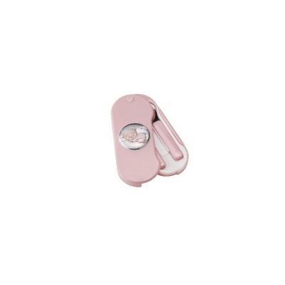 Cortador de unhas de bebé cor-de-rosa com figura de ursinho