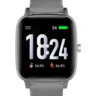Relógio inteligente cinzento com ecrã digital
