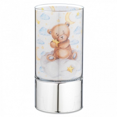 Candeeiro decorativo com desenho de ursinho em nuvem e estrelas