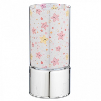 Candeeiro de mesa com abajur de estrelas coloridas