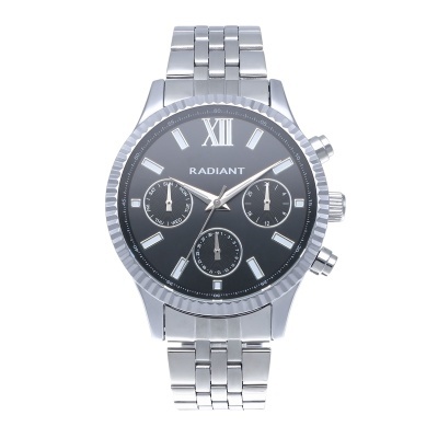 Relógio de pulso Radiant prateado com mostrador preto e submostradores