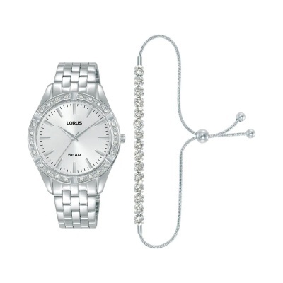 Relógio LORUS prateado com pulseira de cristais