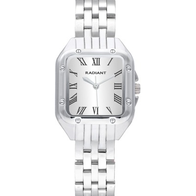 Relógio RADIANT com mostrador quadrado e bracelete metálica prateada