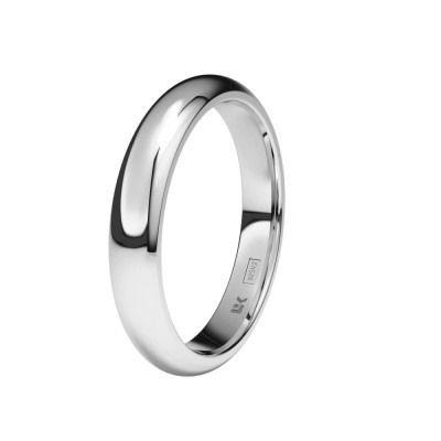 Aliança de metal prateado simples com gravação interior 925.