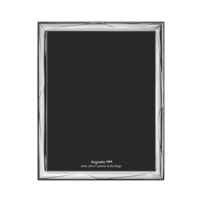 Moldura quadrada prateada com texto Argento 999 na parte inferior