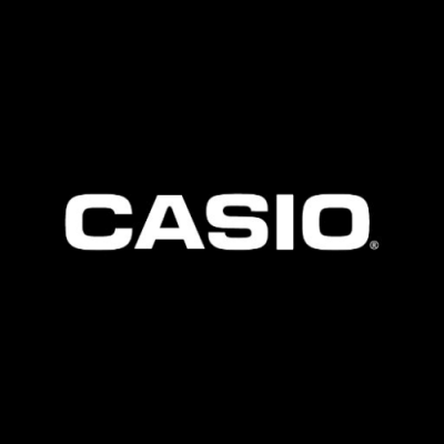 Logótipo CASIO em branco sobre fundo preto