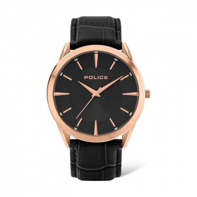 Relógio de pulso POLICE com bracelete preta e caixa ouro rosé