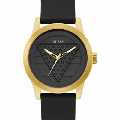 Relógio Guess com caixa dourada e pulseira preta