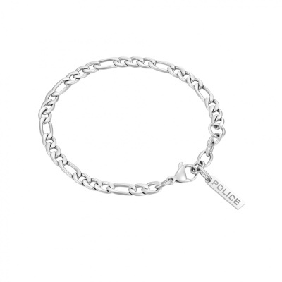 Pulseira prateada de elo de corrente com pendente POLICE